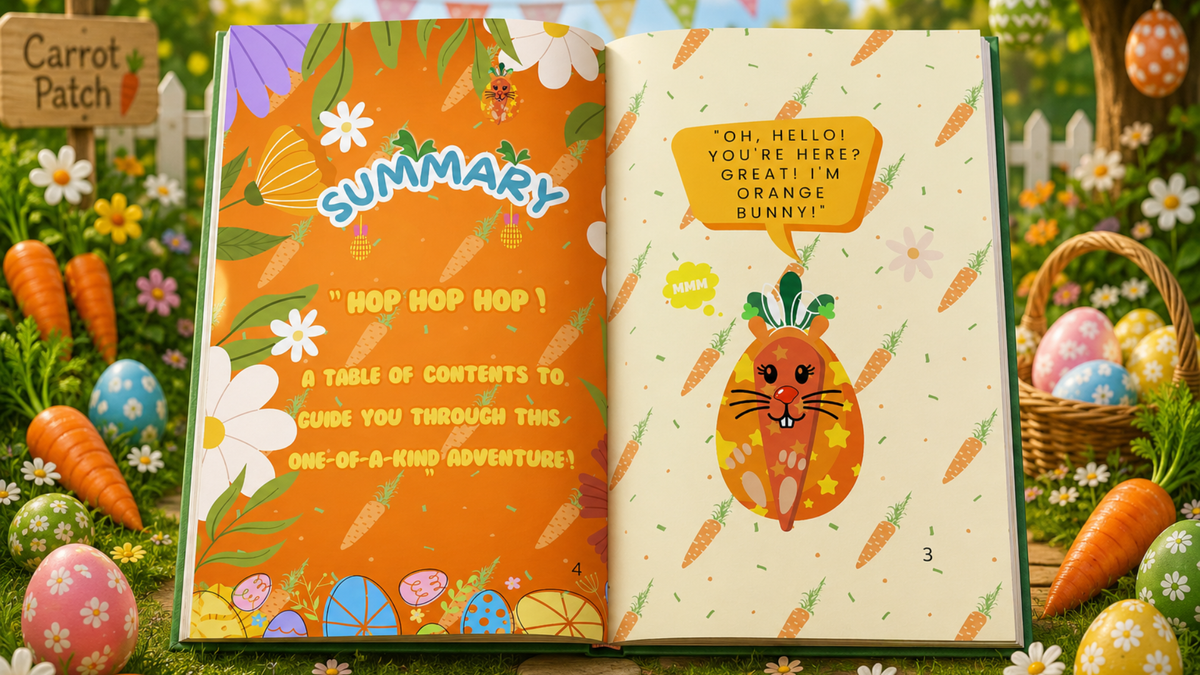 Inside pages of A Carrot Surprise for Easter – Easter story for kids