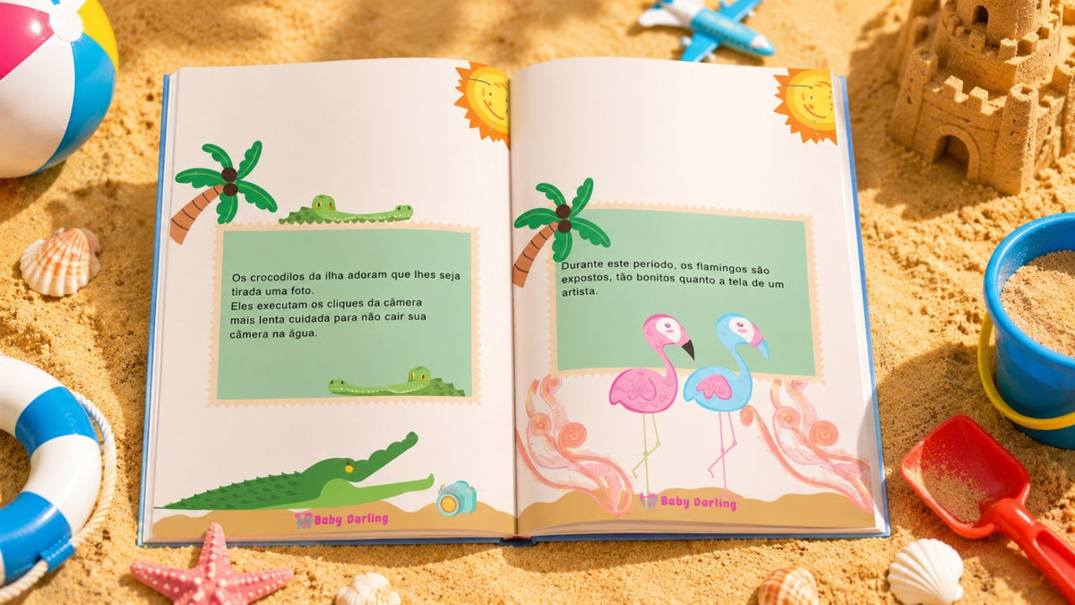 Interior of Brazilian Portuguese children's book with ocean animals