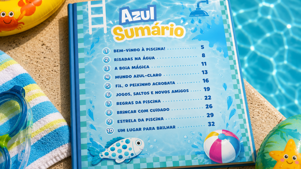 Table of contents of O Peixe Acrobata Brazilian Portuguese children's book