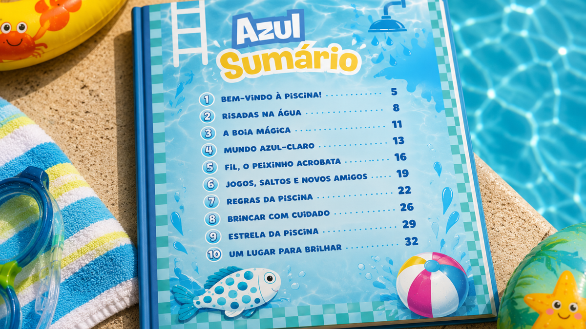 Table of contents of O Peixe Acrobata Brazilian Portuguese children's book