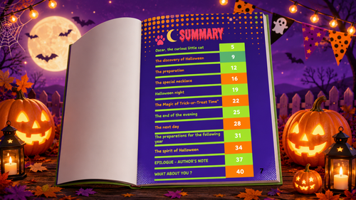 able of contents of A Cat's Halloween Adventure – Halloween book for kids ages 4–8
