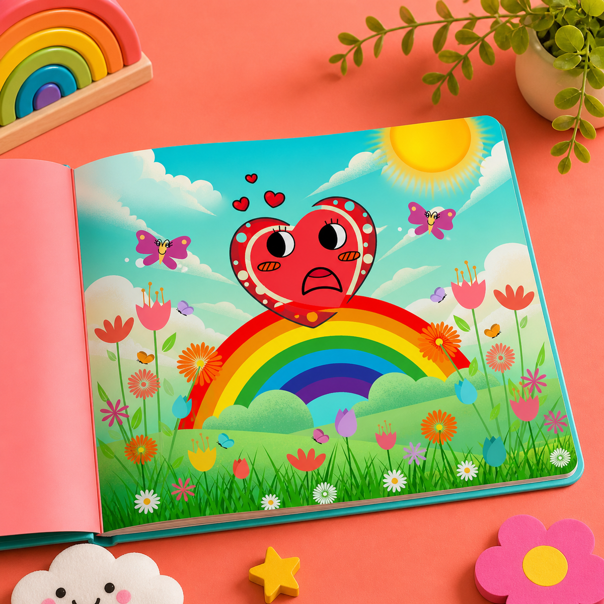 O Pequeno Coração Vermelho rainbow illustration