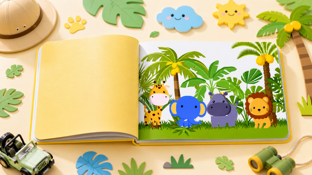Elefante Bebê with jungle animals interior illustration
